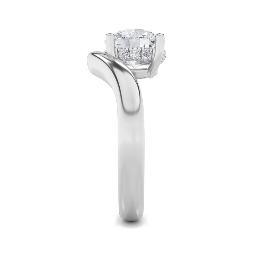2Cttw Round Shaped Lab Grown Diamond (F/VS) Accented Solitaire Fancy Engagement Ring in 14K Gold