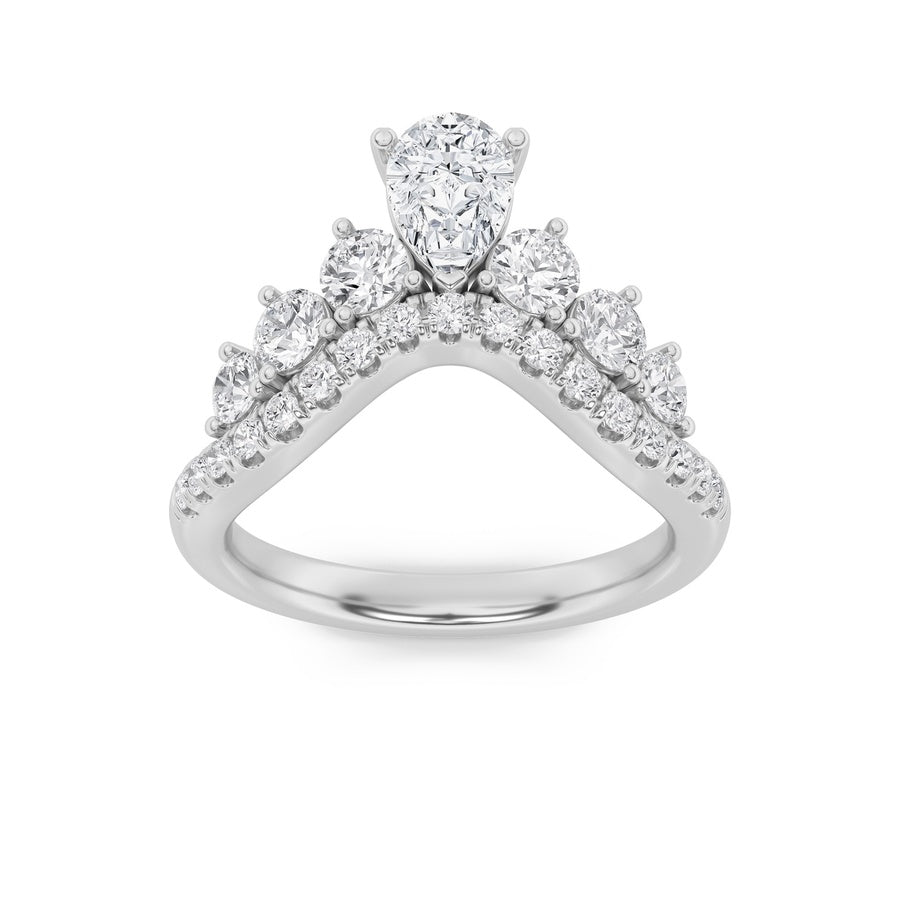 1.5Cttw Pear Shaped Lab Grown Diamond (F/VS) FancyContour Ring in 14K Gold