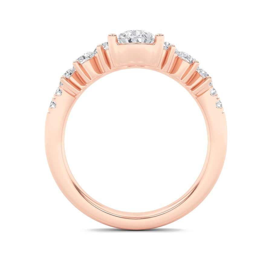 1.5Cttw Pear Shaped Lab Grown Diamond (F/VS) FancyContour Ring in 14K Gold