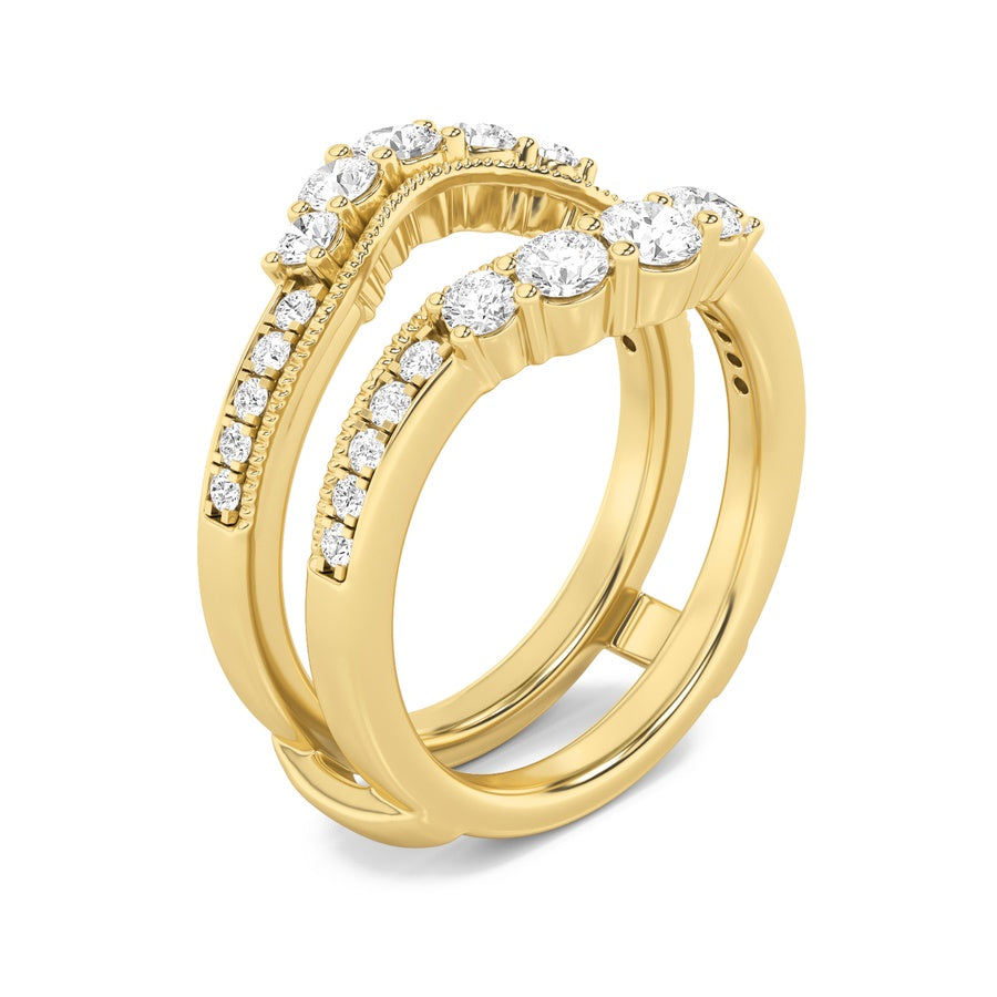 1Cttw Round Shaped Lab Grown Diamond (F/VS) InsertJacket Ring in 14K Gold