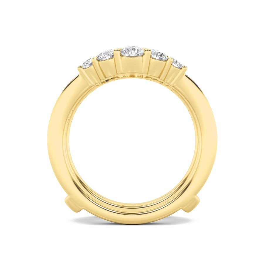 1Cttw Round Shaped Lab Grown Diamond (F/VS) InsertJacket Ring in 14K Gold