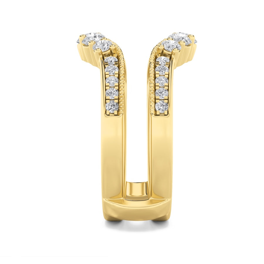 1Cttw Round Shaped Lab Grown Diamond (F/VS) InsertJacket Ring in 14K Gold
