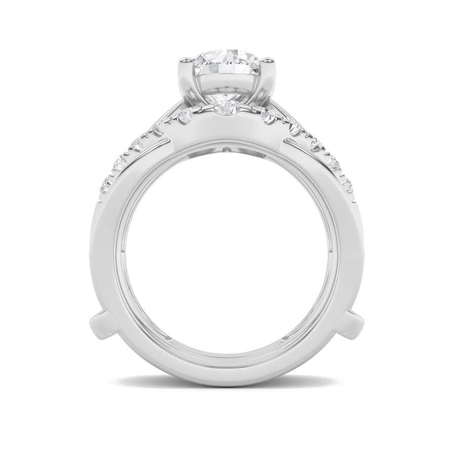 3Cttw Round Shaped Lab Grown Diamond (F/VS) InsertJacket Ring in 14K Gold