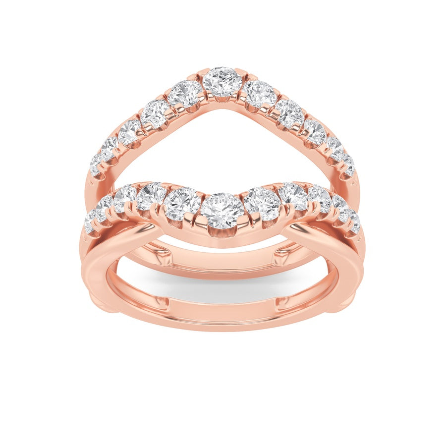 3Cttw Round Shaped Lab Grown Diamond (F/VS) InsertJacket Ring in 14K Gold