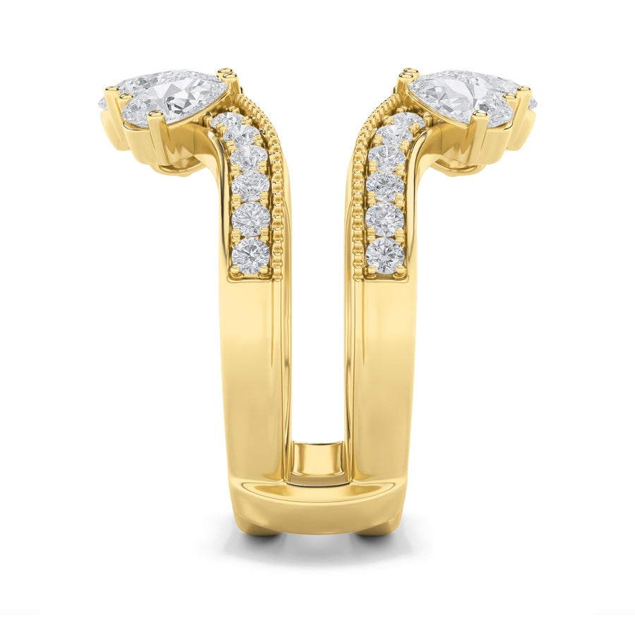 2Cttw Pear Shaped Lab Grown Diamond (F/VS) InsertJacket Ring in 14K Gold