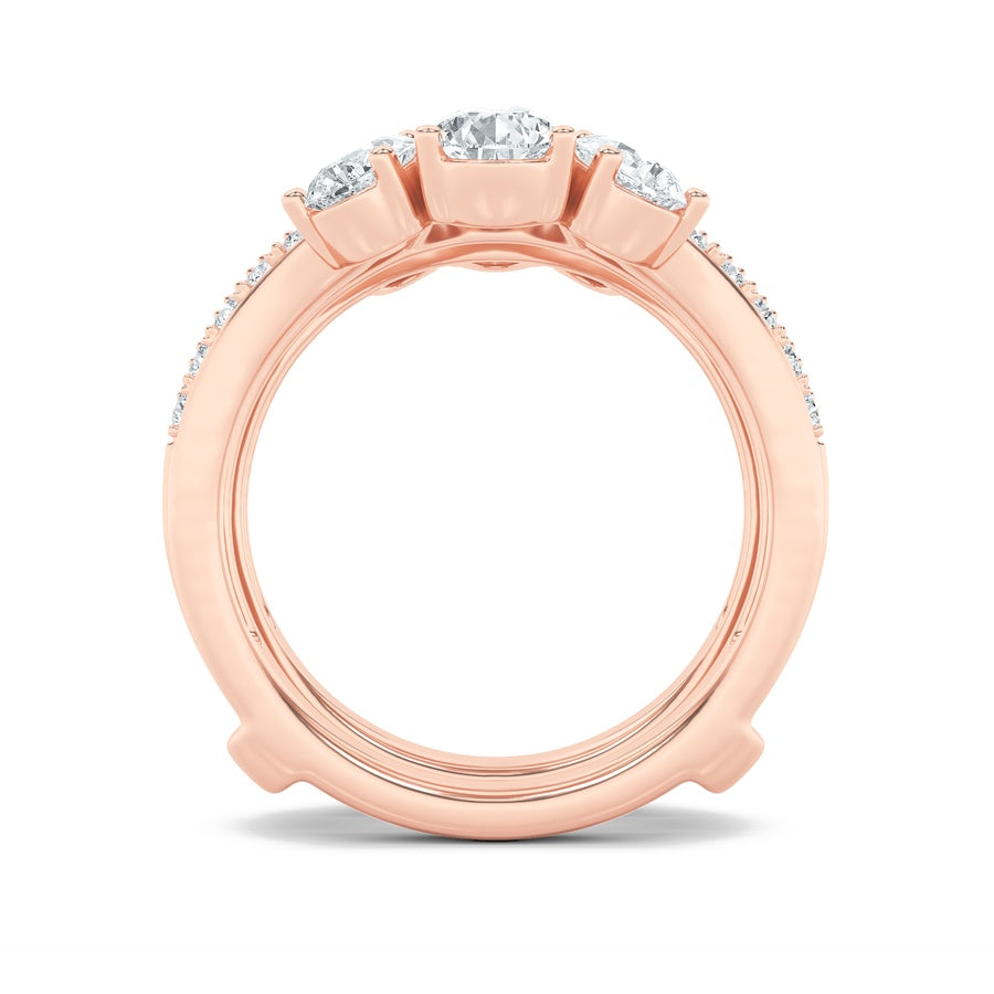 2Cttw Pear Shaped Lab Grown Diamond (F/VS) InsertJacket Ring in 14K Gold