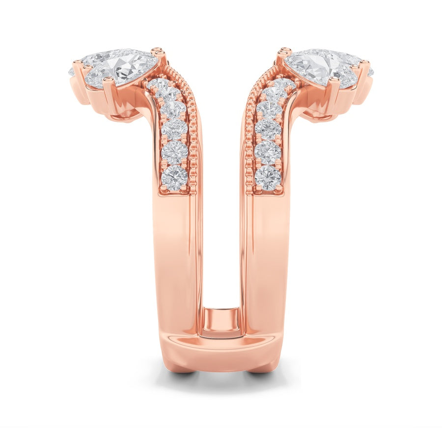 2Cttw Pear Shaped Lab Grown Diamond (F/VS) InsertJacket Ring in 14K Gold