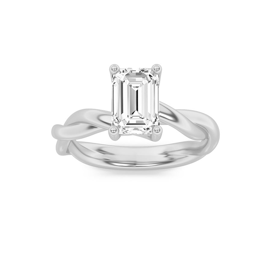 Emerald Shape Twisted Shank Solitaire Engagement Ring lab grown diamond