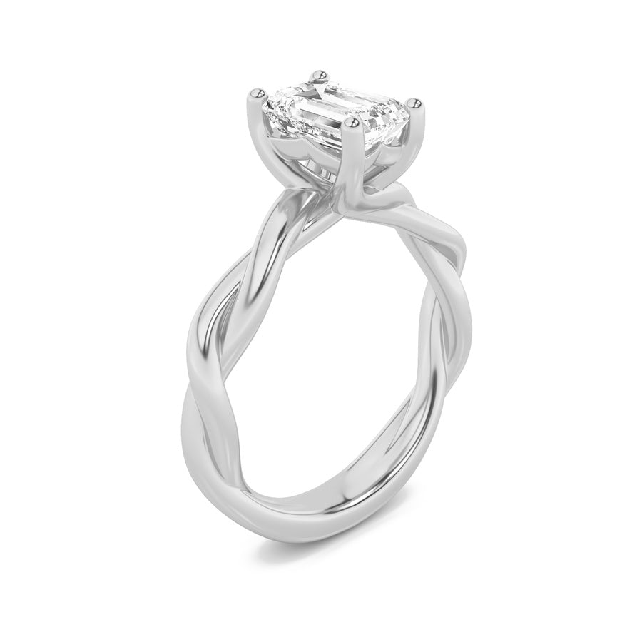 Emerald Shape Twisted Shank Solitaire Engagement Ring lab grown diamond