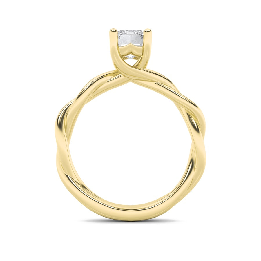 2Cttw Emerald Shaped Lab Grown Diamond (F/VS) Twisted Shank Solitaire Engagement Ring in 14K Gold