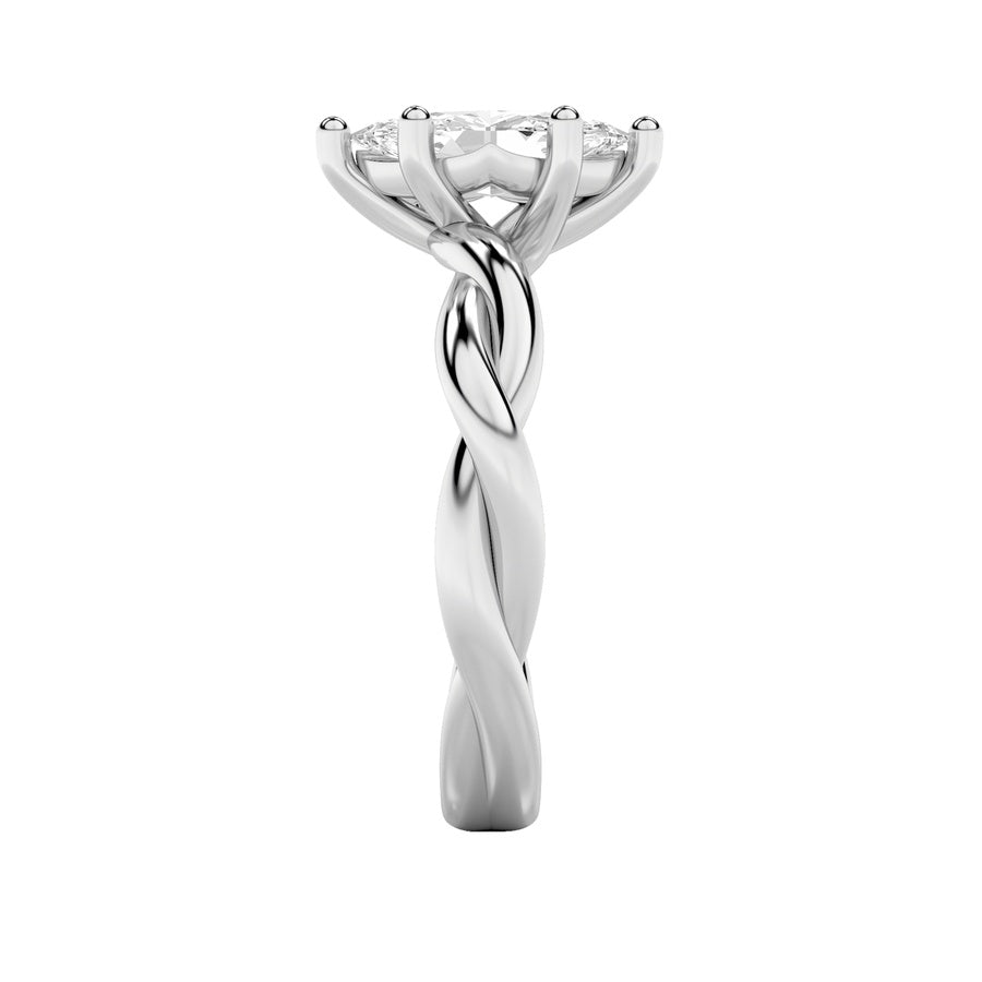 1Cttw Marquise Shaped Lab Grown Diamond (F/VS) Twisted Shank Solitaire Engagement Ring in 14K Gold