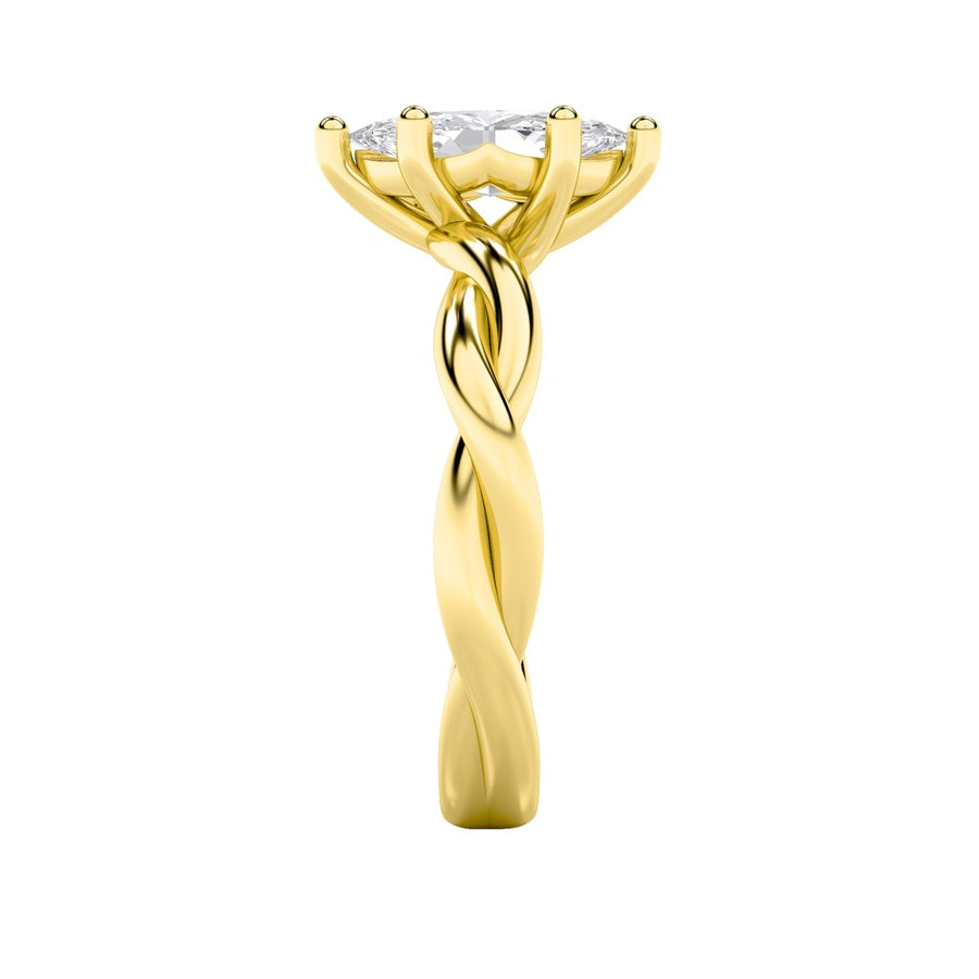 1.5Cttw Marquise Shaped Lab Grown Diamond (F/VS) Twisted Shank Solitaire Engagement Ring in 14K Gold