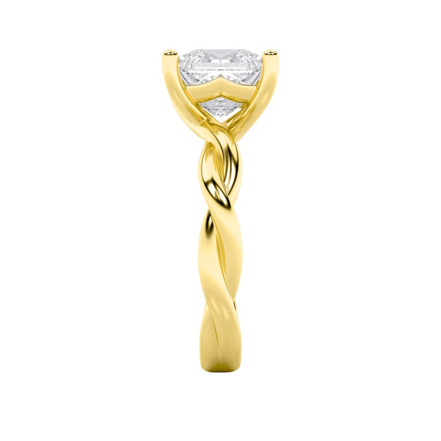 1Cttw Princess Shaped Lab Grown Diamond (F/VS) Twisted Shank Solitaire Engagement Ring in 14K Gold