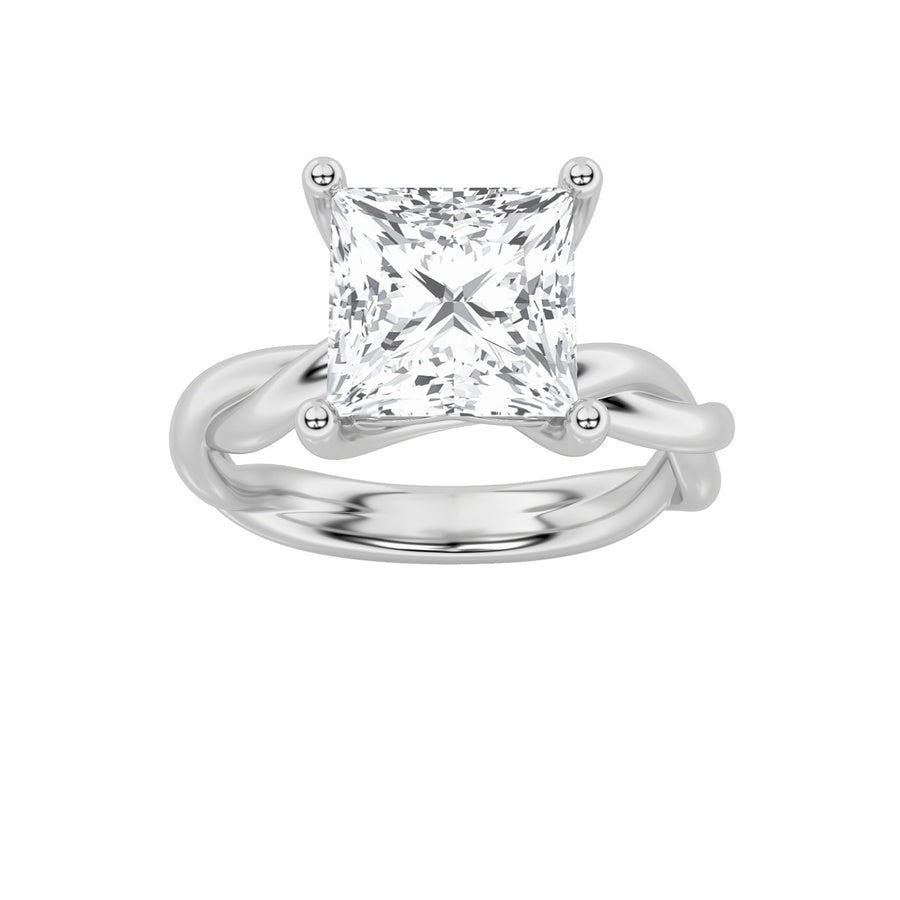 3Cttw Princess Shaped Lab Grown Diamond (F/VS) Twisted Shank Solitaire Engagement Ring in 14K Gold