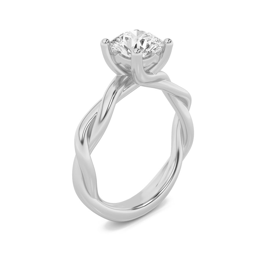 1.5Cttw Round Shaped Lab Grown Diamond (F/VS) Twisted Shank Solitaire Engagement Ring in 14K Gold