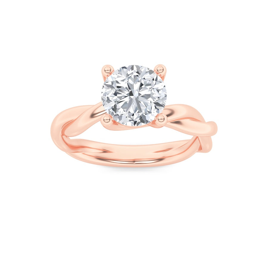 1.5Cttw Round Shaped Lab Grown Diamond (F/VS) Twisted Shank Solitaire Engagement Ring in 14K Gold