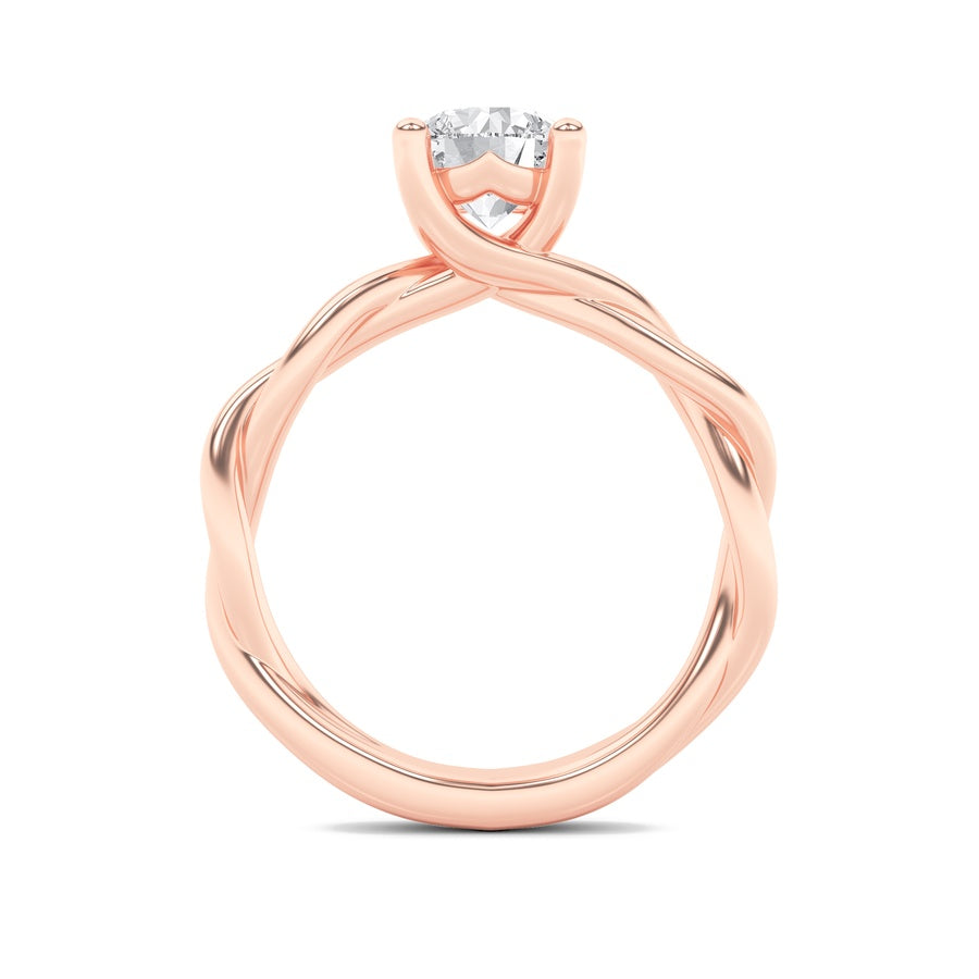 1.5Cttw Round Shaped Lab Grown Diamond (F/VS) Twisted Shank Solitaire Engagement Ring in 14K Gold
