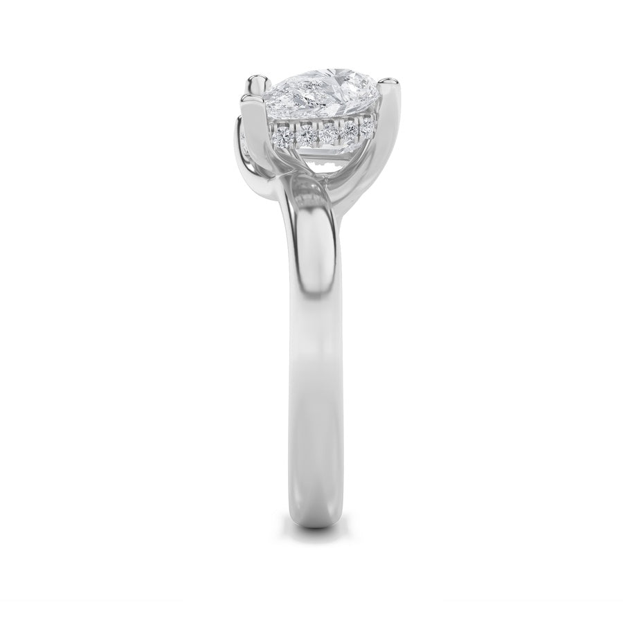 3Cttw Emerald Shaped Lab Grown Diamond (F/VS) Toiet Moi Engagement Ring in 14K Gold