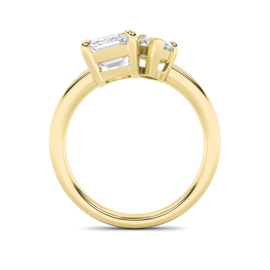 3Cttw Emerald Shaped Lab Grown Diamond (F/VS) Toiet Moi Engagement Ring in 14K Gold