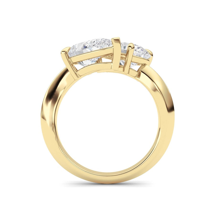 3Cttw Pear Shaped Lab Grown Diamond (G/VS) Toi etMoi Engagement Ring in 14K Gold