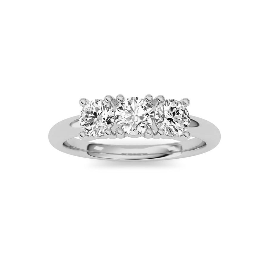 0.75Cttw Round Shaped Lab Grown Diamond (F/VS) Three Stone Band Ring in 14K Gold