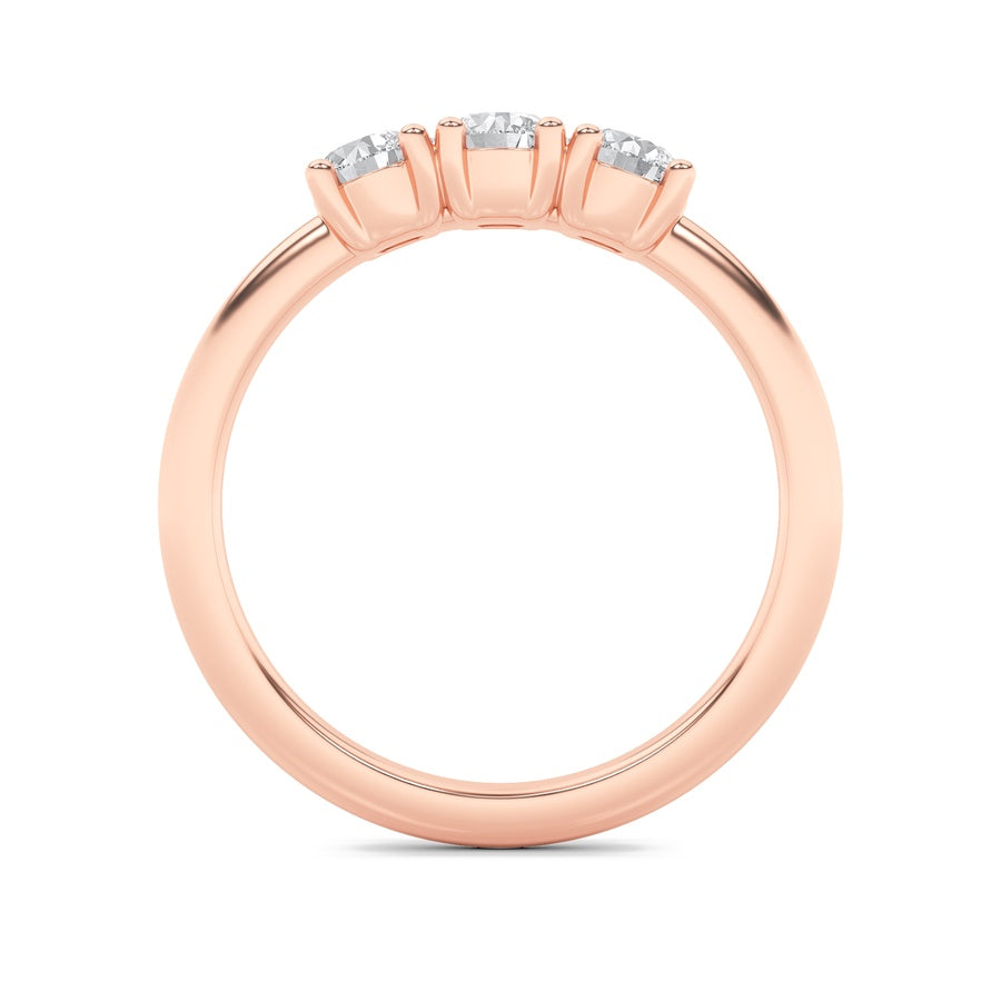 0.75Cttw Round Shaped Lab Grown Diamond (F/VS) Three Stone Band Ring in 14K Gold