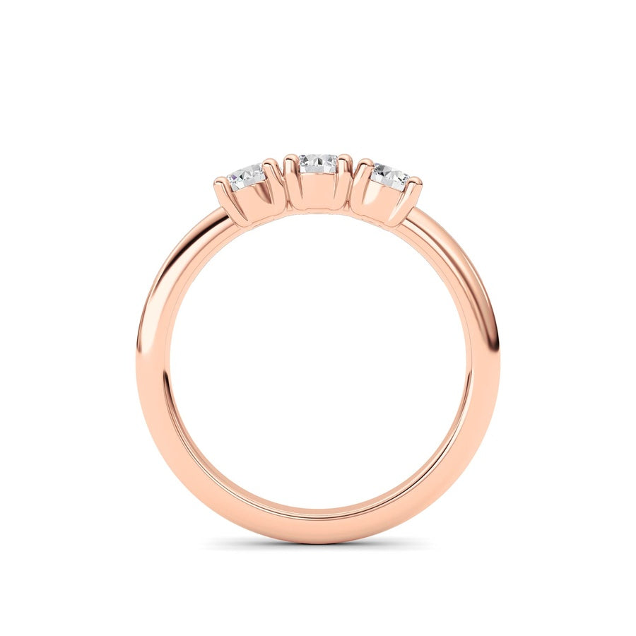 0.75Cttw Round Shaped Lab Grown Diamond (F/VS) Three Stone Band Ring in 14K Gold