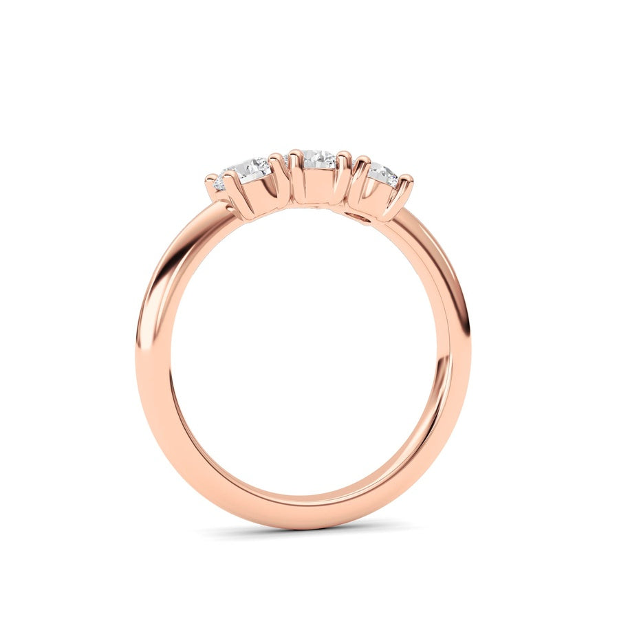 0.75Cttw Round Shaped Lab Grown Diamond (F/VS) Three Stone Band Ring in 14K Gold