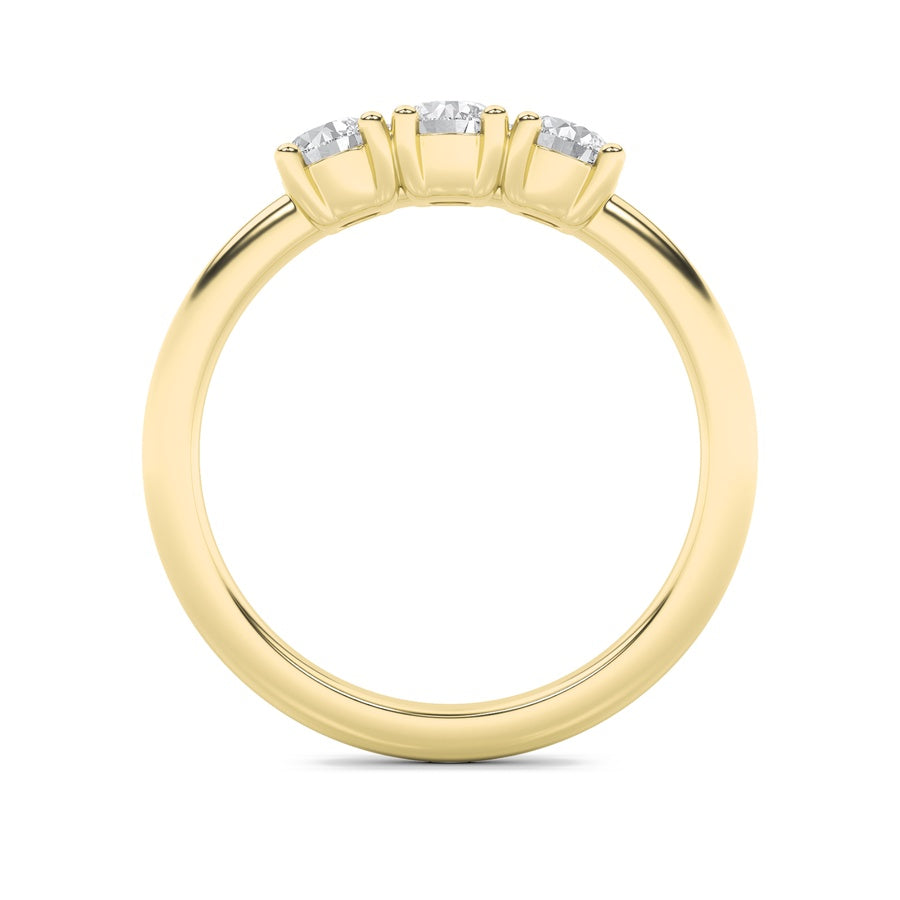 1Cttw Round Shaped Lab Grown Diamond (F/VS) ThreeStone Band Ring in 14K Gold