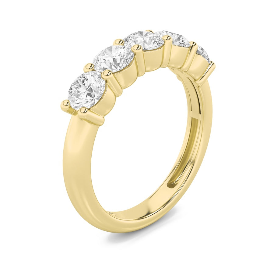 1.5Cttw Round Shaped Lab Grown Diamond (F/VS) FiveStone Band Ring in 14K Gold