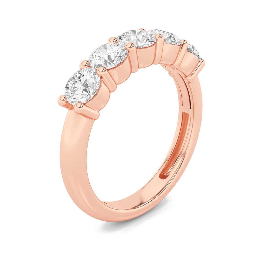 1.5Cttw Round Shaped Lab Grown Diamond (F/VS) FiveStone Band Ring in 14K Gold