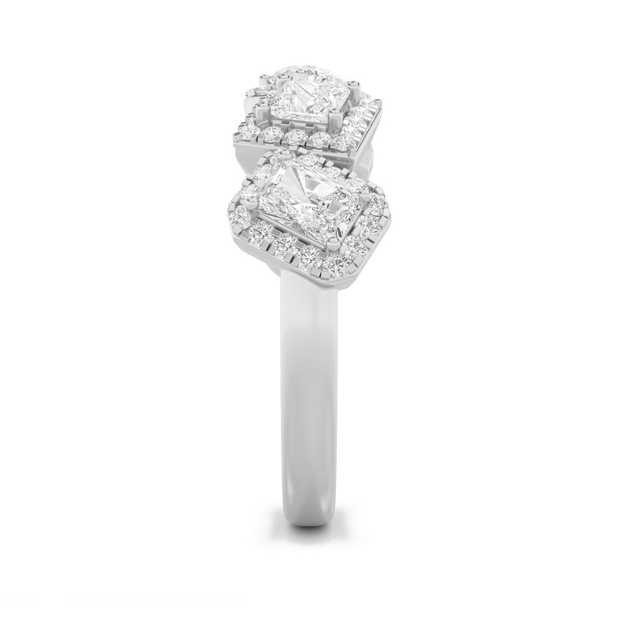 Princess Shape Five Stone Halo Fashion Ring lab grown diamond