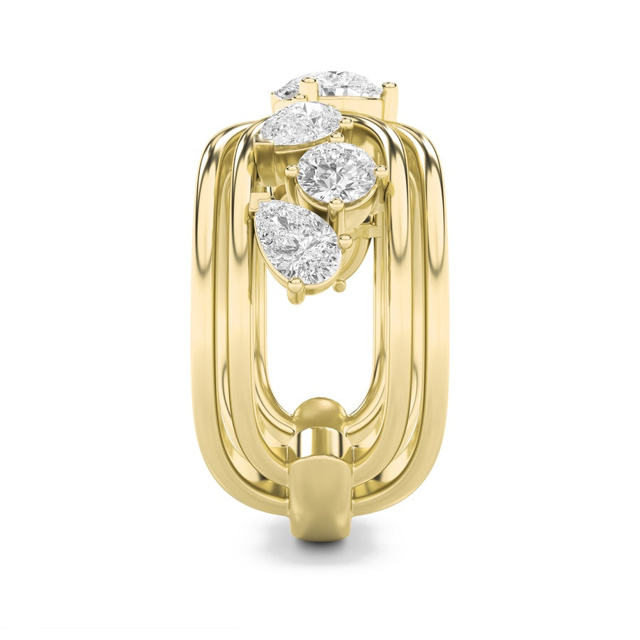 2Cttw Pear Shaped Lab Grown Diamond (F/VS) Seven Stone Fashion Ring in 14K Gold