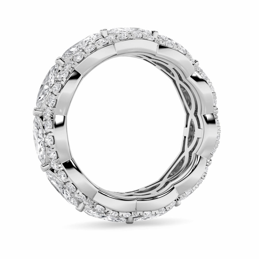 4Cttw Marquise Shaped Lab Grown Diamond (F/VVS) Eternity Band Ring in 14K Gold