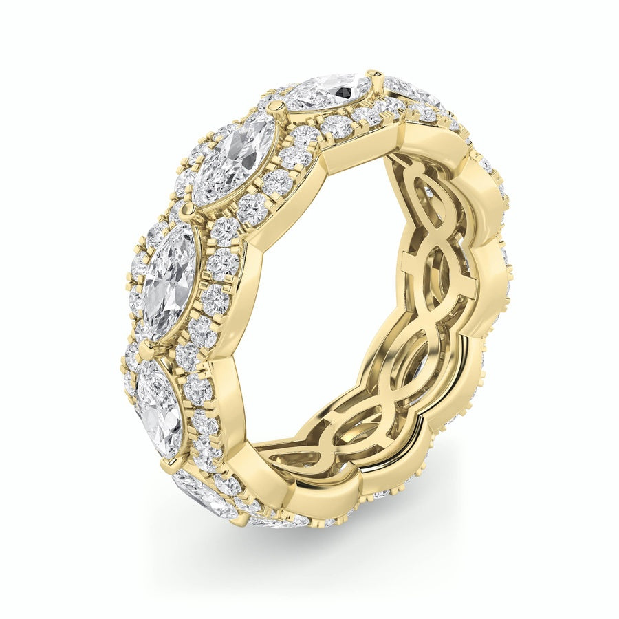 4Cttw Marquise Shaped Lab Grown Diamond (F/VVS) Eternity Band Ring in 14K Gold