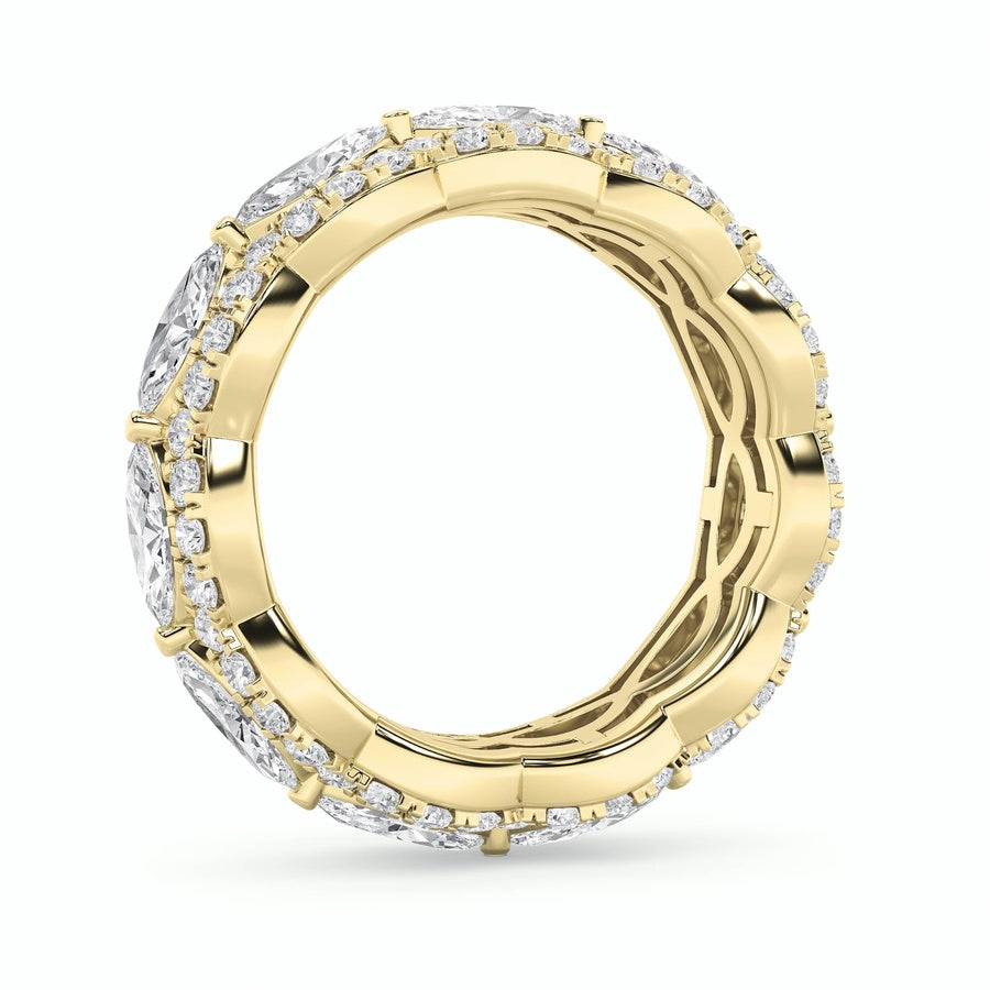 4Cttw Marquise Shaped Lab Grown Diamond (F/VVS) Eternity Band Ring in 14K Gold