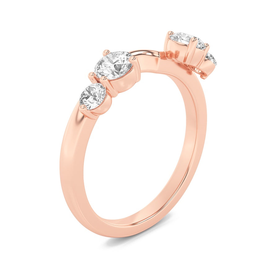 0.75Cttw Round Shaped Lab Grown Diamond (F/VS) Fashion Wrap Ring in 14K Gold