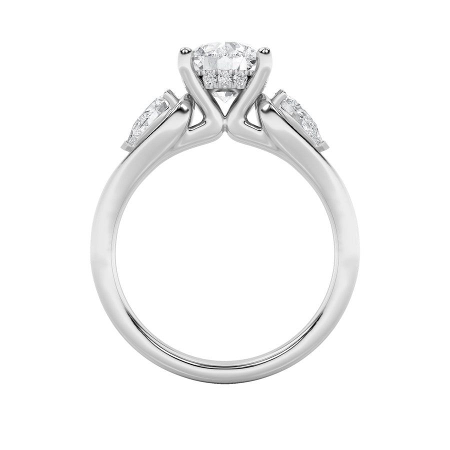 Round Shape Accented Three Stone Ring lab grown diamond