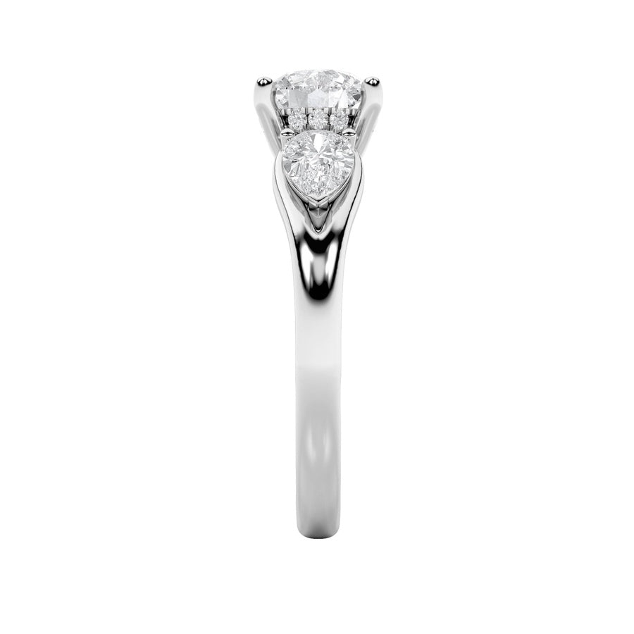 Round Shape Accented Three Stone Ring lab grown diamond