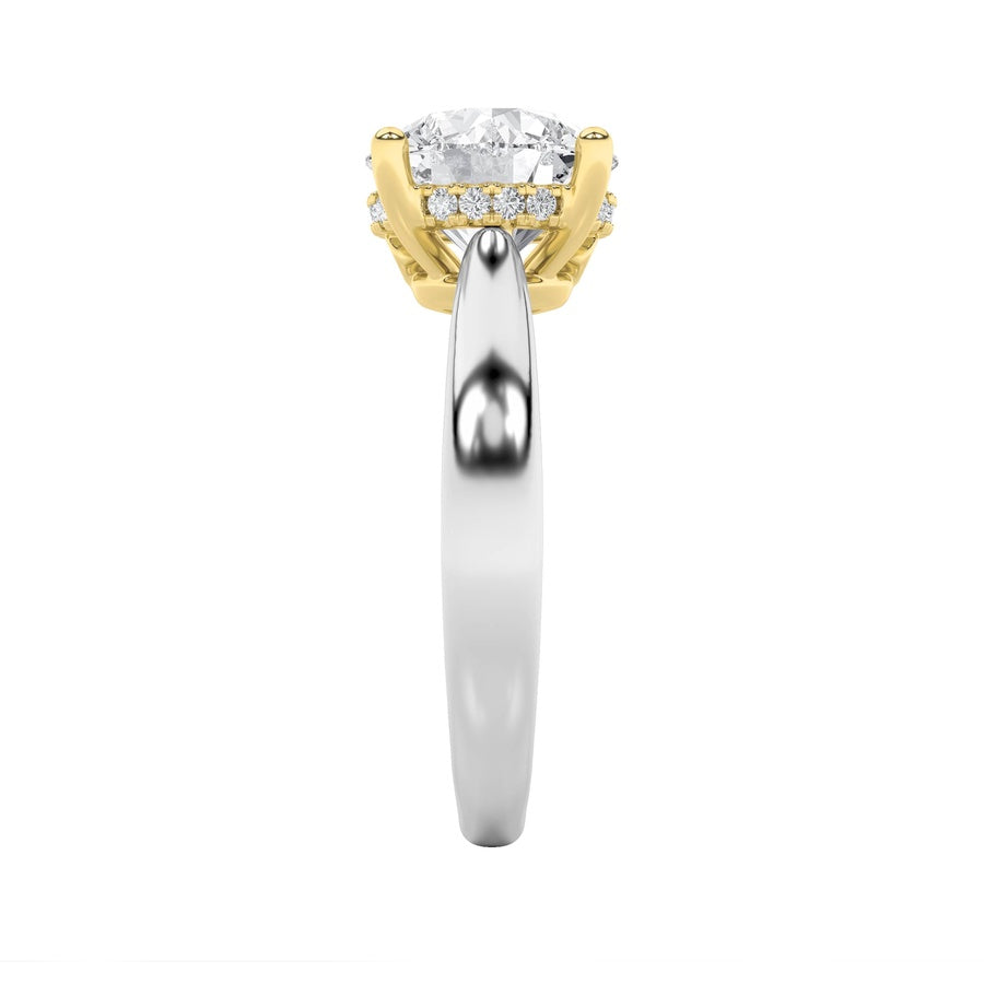 3.5Cttw Round Shaped Lab Grown Diamond (F/VS) Hidden Halo Two Tone Engagement Ring in 14K Gold