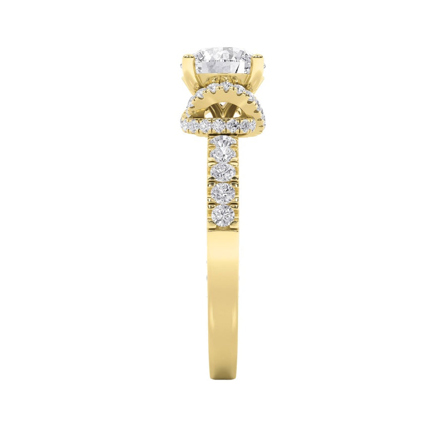 Round Shape Two Tone Accented Fancy Engagement Ring lab grown diamond