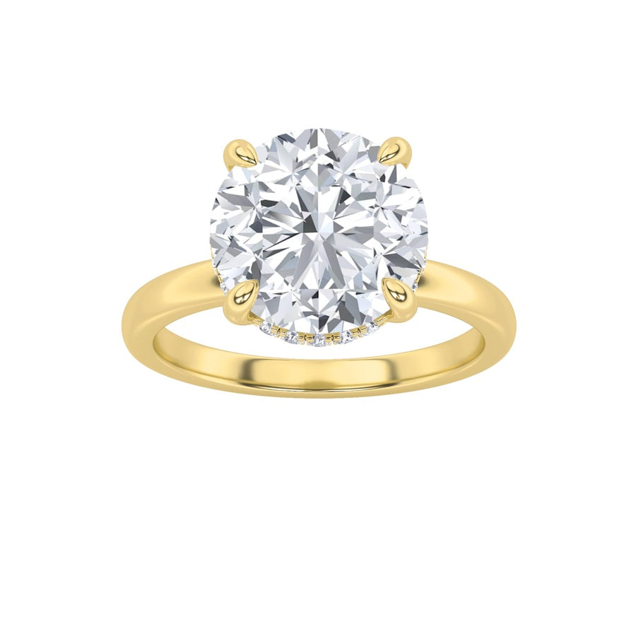 Round Shape Classic Hidden Halo Solitaire Engagement Ring lab grown diamond