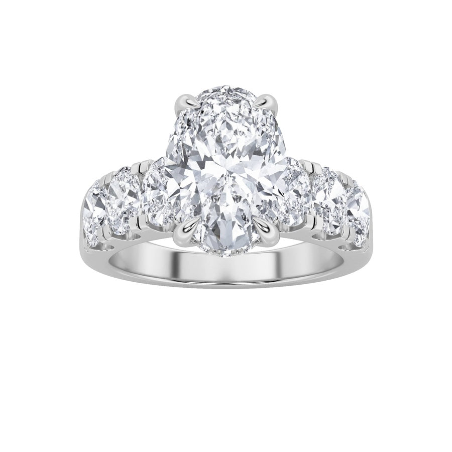 4Cttw Oval Shaped Lab Grown Diamond (F/VS) Bold Accented Engagement Ring in 14K Gold