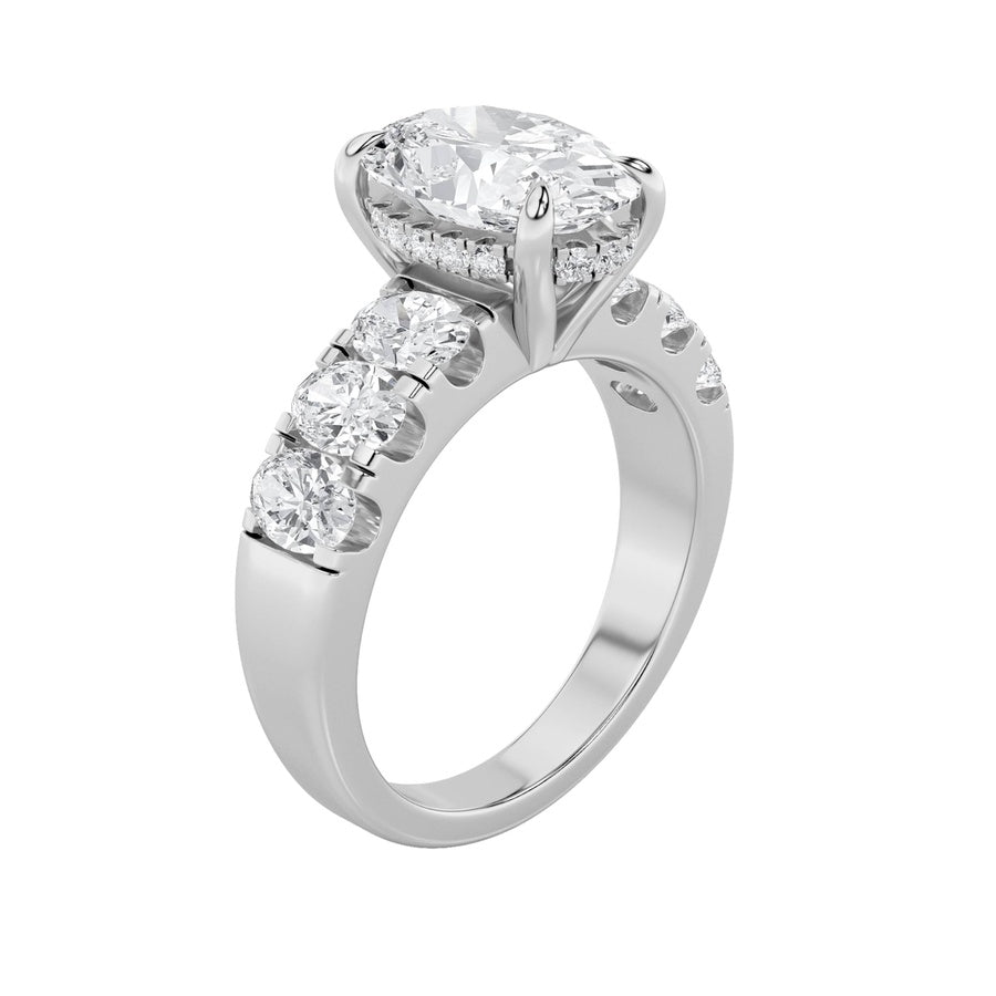 4Cttw Oval Shaped Lab Grown Diamond (F/VS) Bold Accented Engagement Ring in 14K Gold