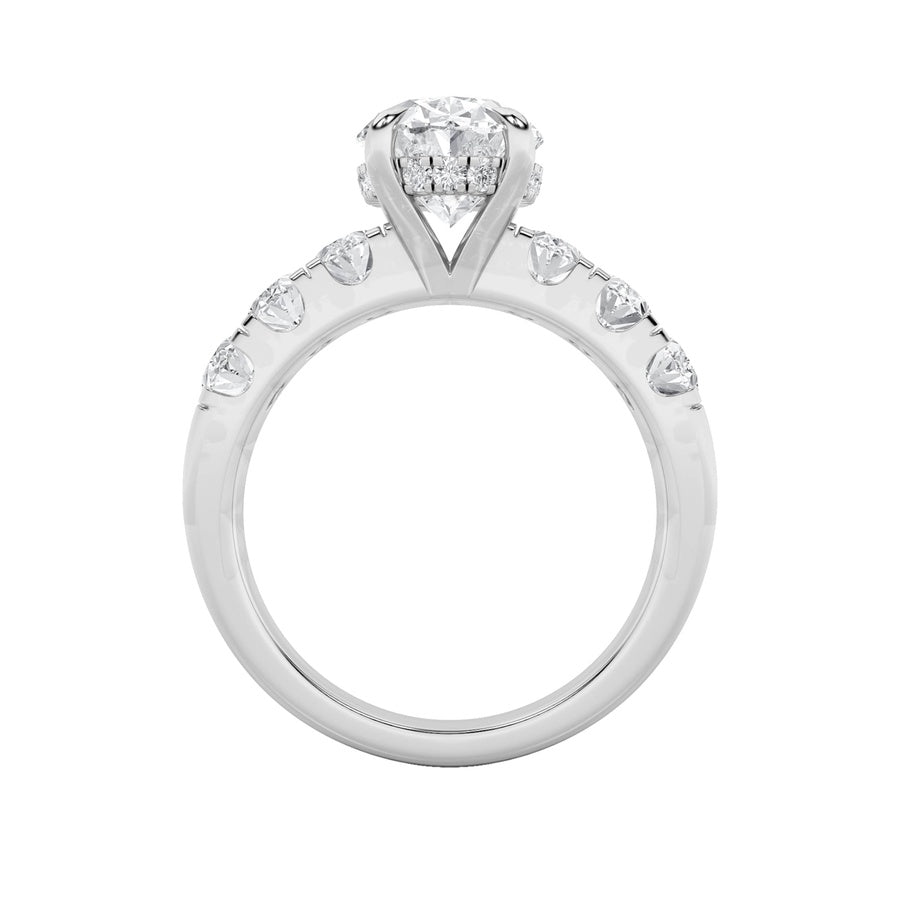 4Cttw Oval Shaped Lab Grown Diamond (F/VS) Bold Accented Engagement Ring in 14K Gold