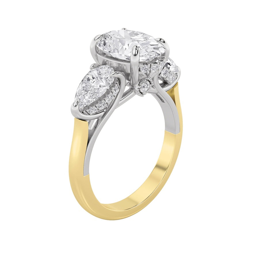 Oval Shape Accented Three Stone Ring lab grown diamond