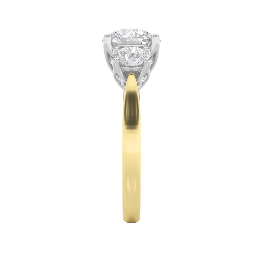 Round Shape Accented Three Stone Ring lab grown diamond