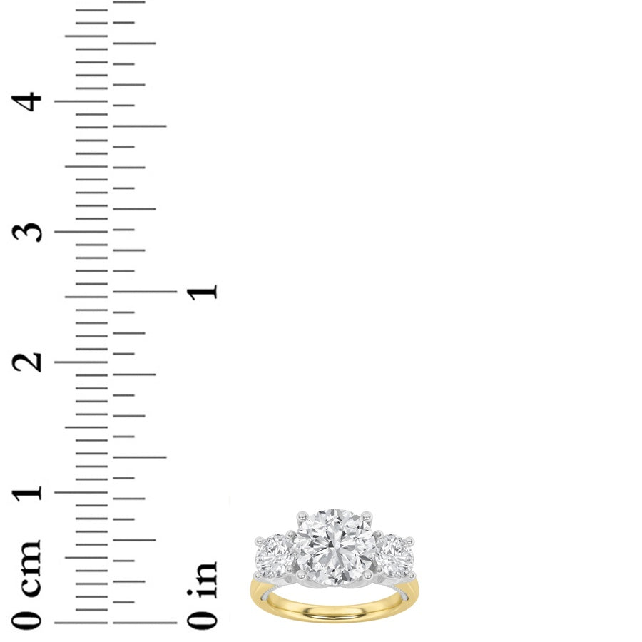 Round Shape Accented Three Stone Ring lab grown diamond