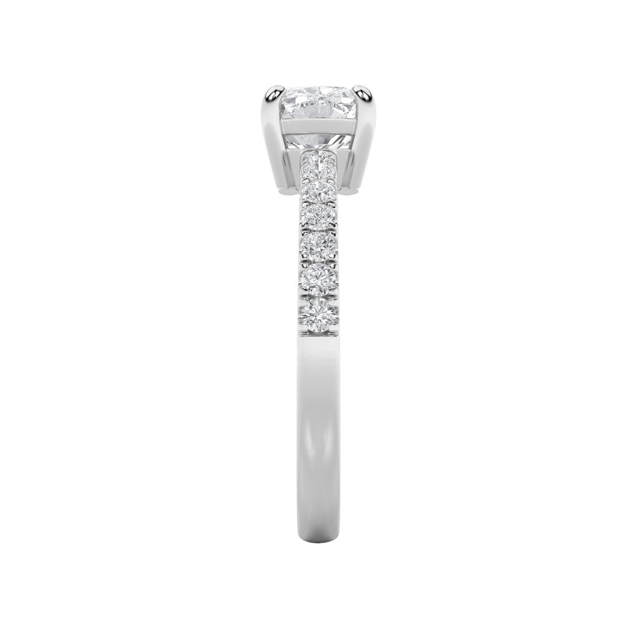 Cushion Shape East West Accented Ring lab grown diamond