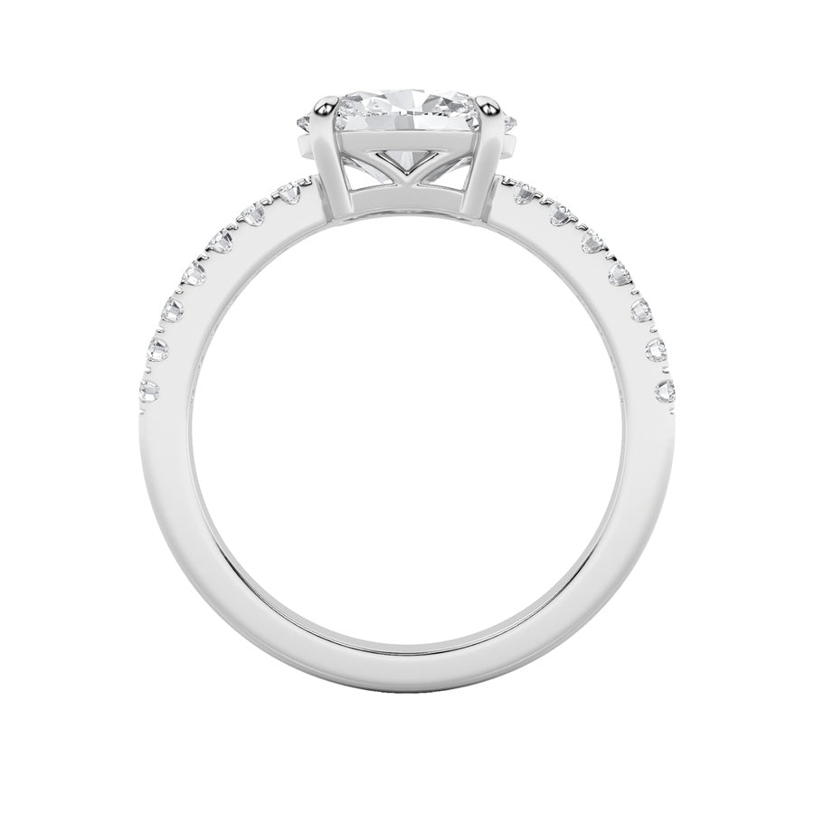 1.5Cttw Oval Shaped Lab Grown Diamond (F/VS) EastWest Accented Ring in 14K Gold